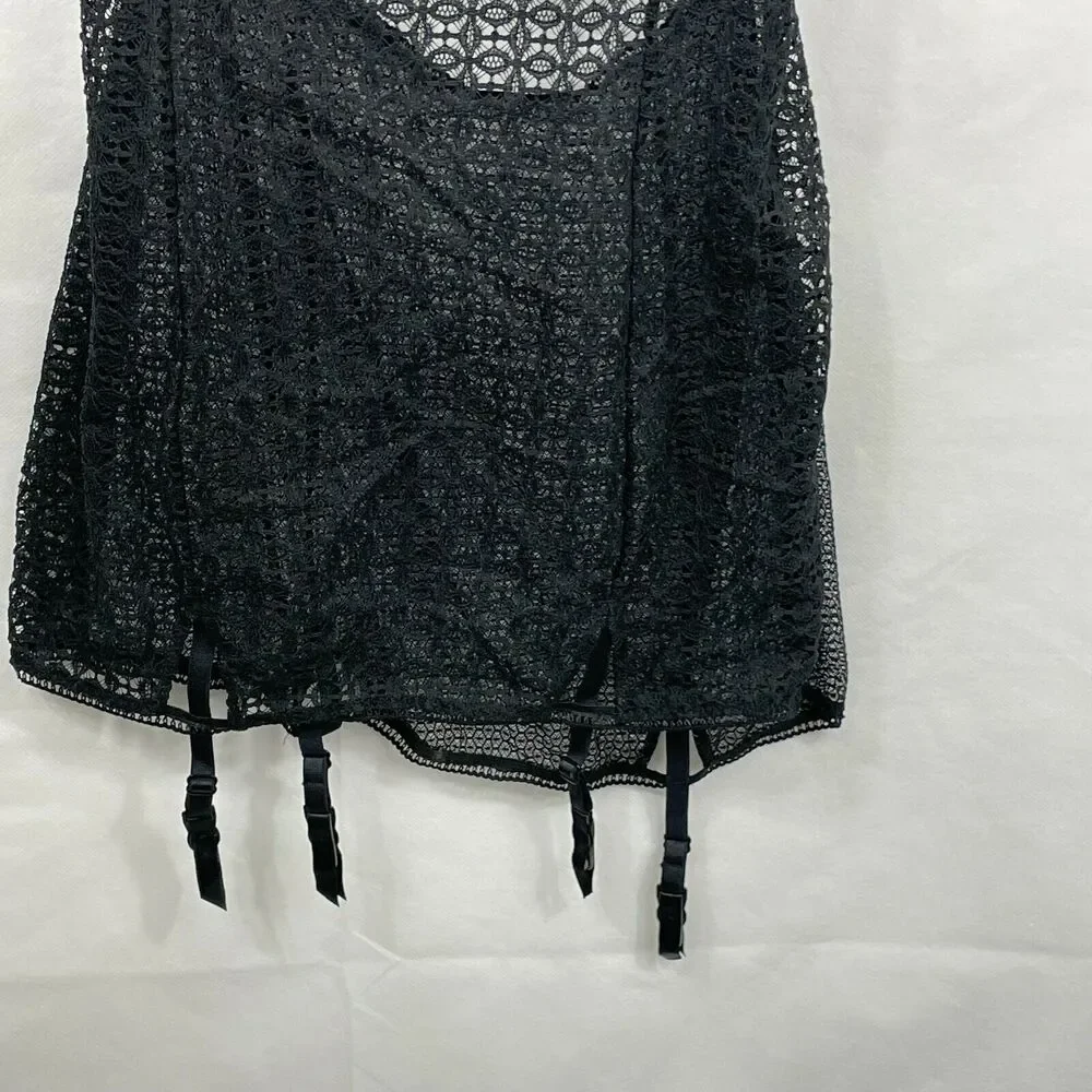 Victoria Secret women's lace bustier 36C slip lingerie garter dress nightwear